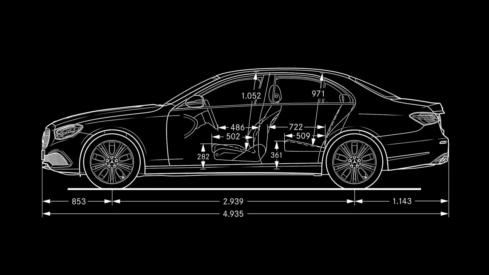Технічні характеристики Mercedes-Benz E-Class Седан Габарити #3