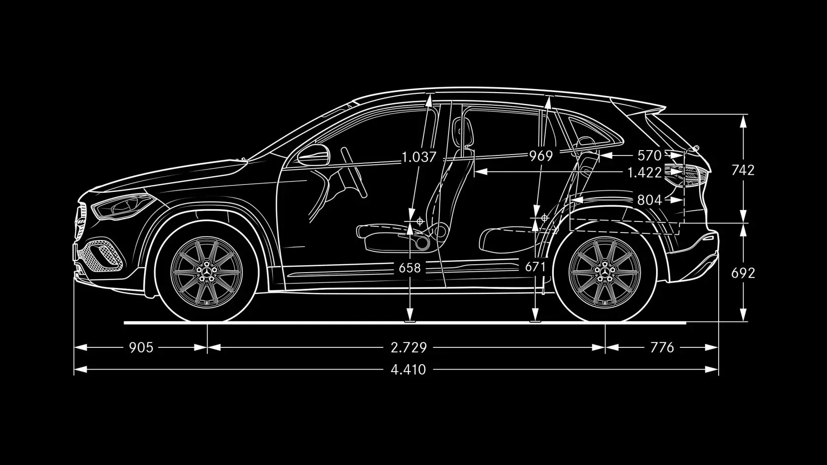 Технические характеристики Mercedes-Benz GLA Мерседес GLA: габаритные размеры #1